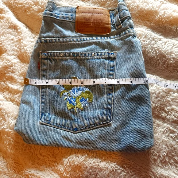 Handmade Vintage Denim Levis Bag With Long Strap Deep Interior Hippie/boho Vibe - Picture 8 of 8